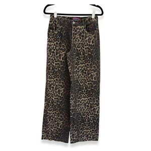 Edikted Leopard Print Wide Leg Jeans — Size XS